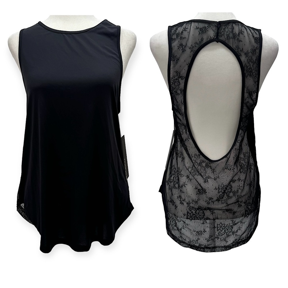 Black Open Lace Back Tank Top Lightweight Mono B Small Whimsigoth Summer Small